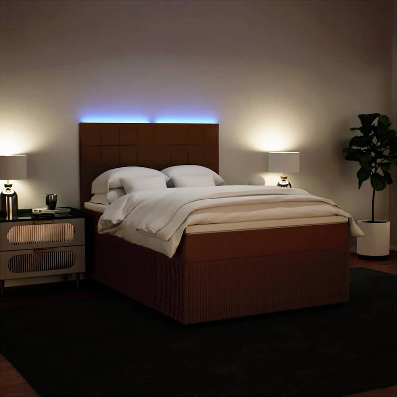 Pat box spring cu saltea, roz, 140x200 cm, catifea