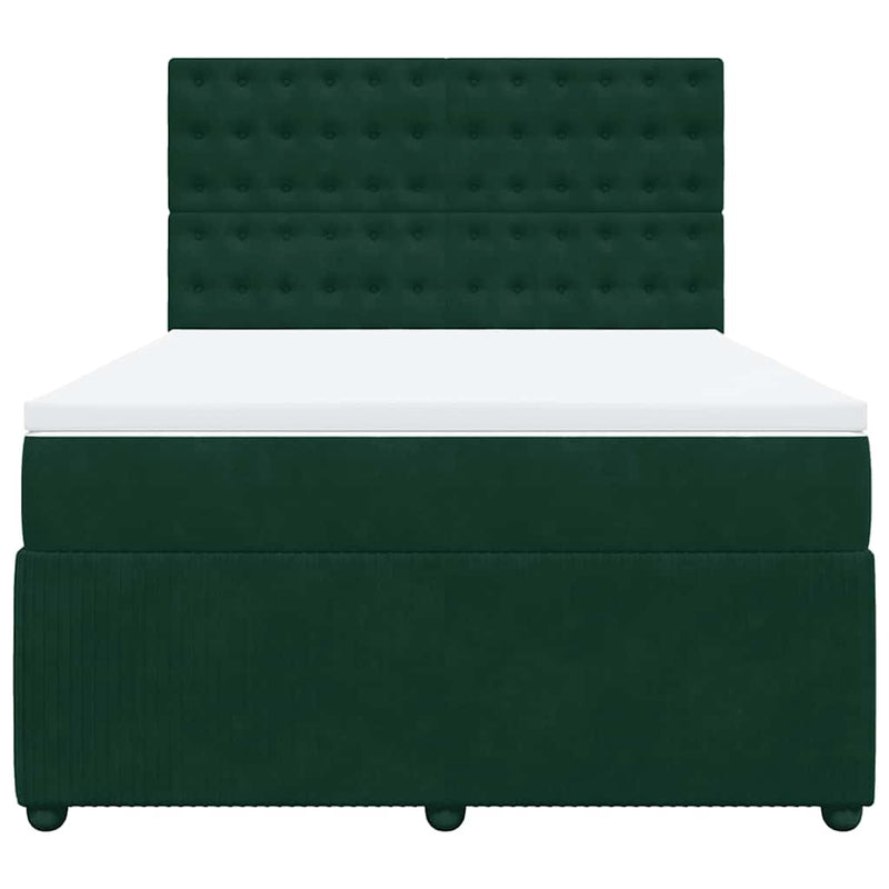 Pat box spring cu saltea, verde închis, 140x200 cm, catifea