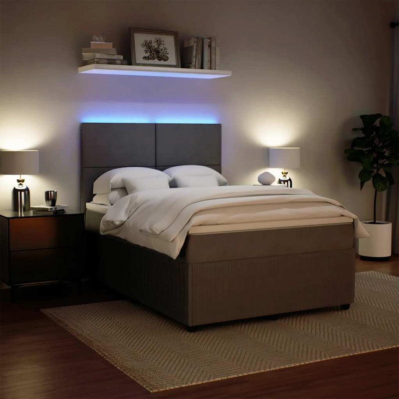 Pat box spring cu saltea, gri deschis, 160x200 cm, catifea