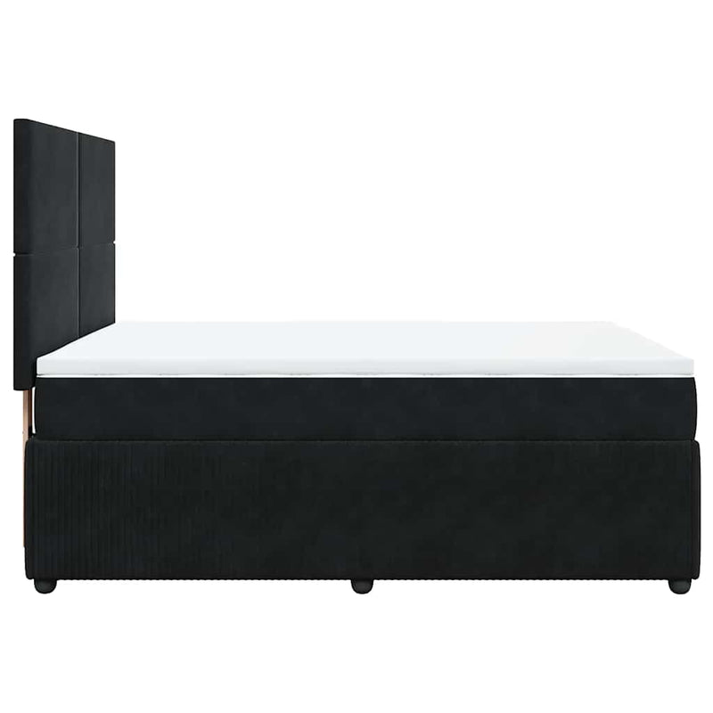 Pat box spring cu saltea, negru, 160x200 cm, catifea
