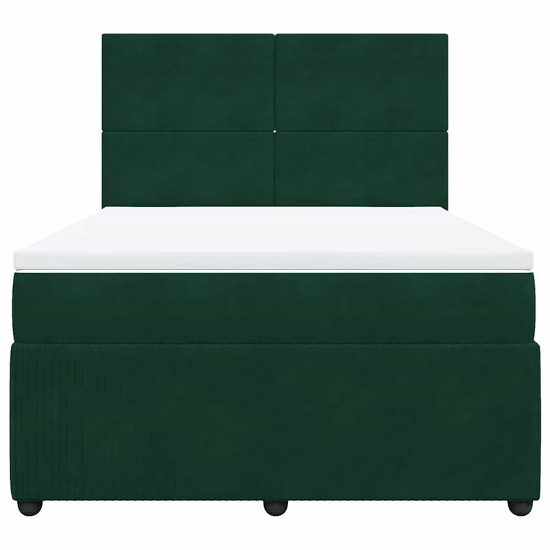Pat box spring cu saltea, verde închis, 160x200 cm, catifea