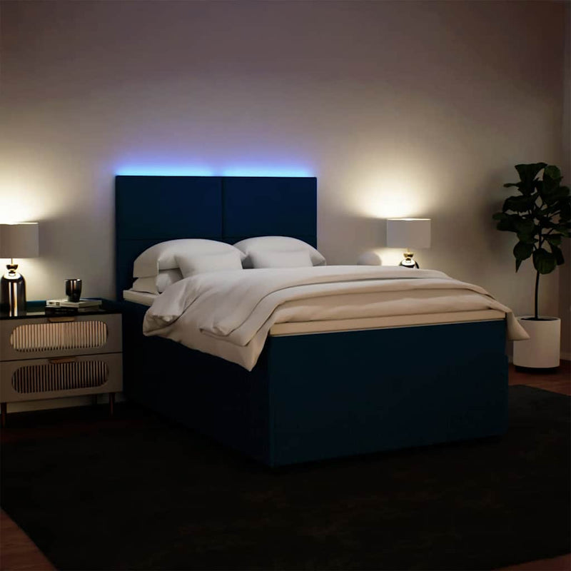 Pat box spring cu saltea, albastru, 160x200 cm, catifea