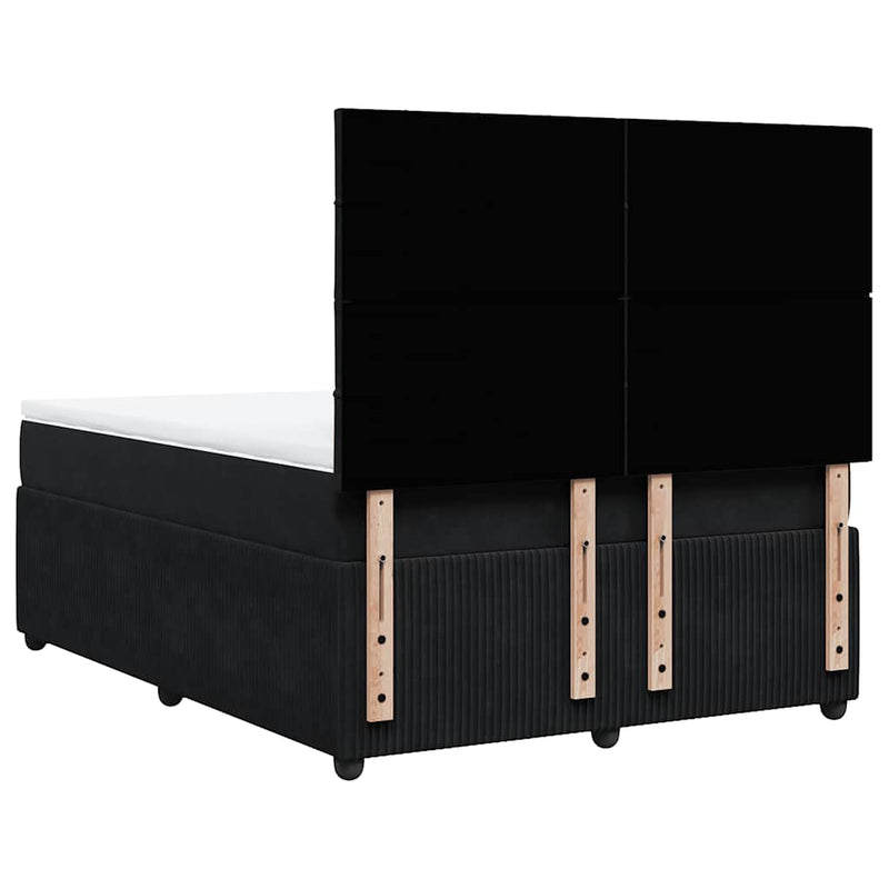 Pat box spring cu saltea, negru, 160x200 cm, catifea