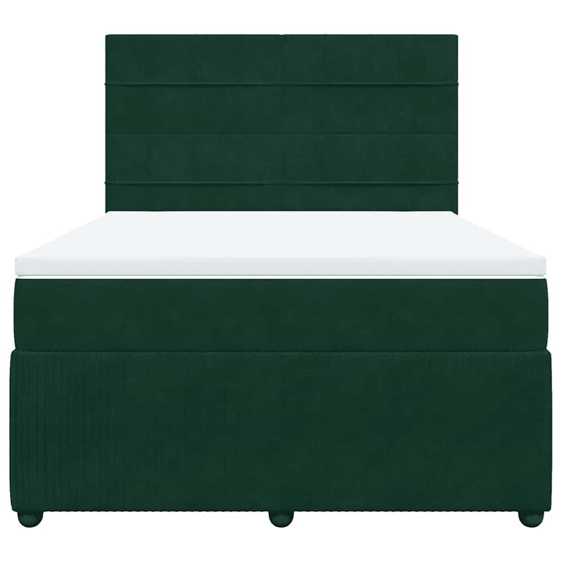 Pat box spring cu saltea, verde închis, 160x200 cm, catifea