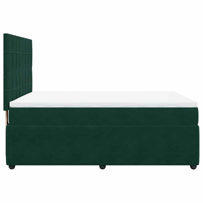 Pat box spring cu saltea, verde închis, 160x200 cm, catifea