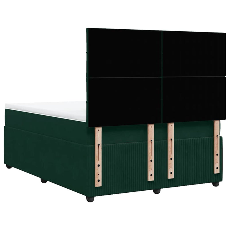 Pat box spring cu saltea, verde închis, 160x200 cm, catifea