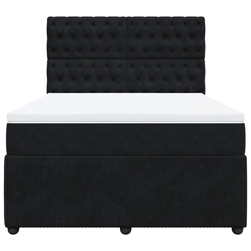 Pat box spring cu saltea, negru, 160x200 cm, catifea