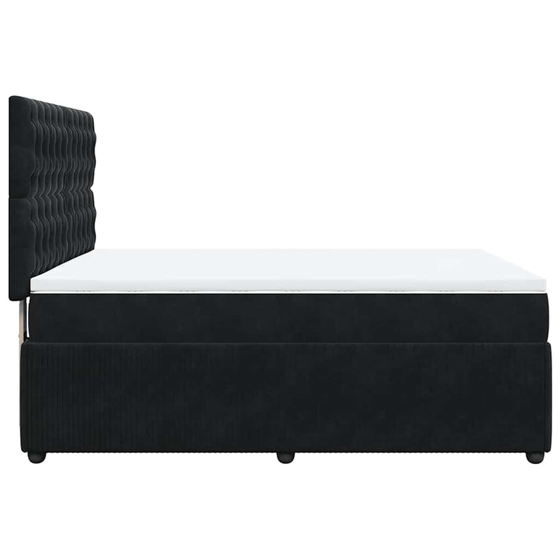 Pat box spring cu saltea, negru, 160x200 cm, catifea