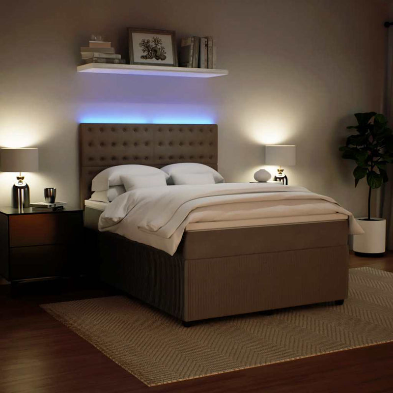 Pat box spring cu saltea, gri deschis, 160x200 cm, catifea