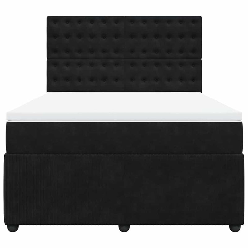 Pat box spring cu saltea, negru, 160x200 cm, catifea