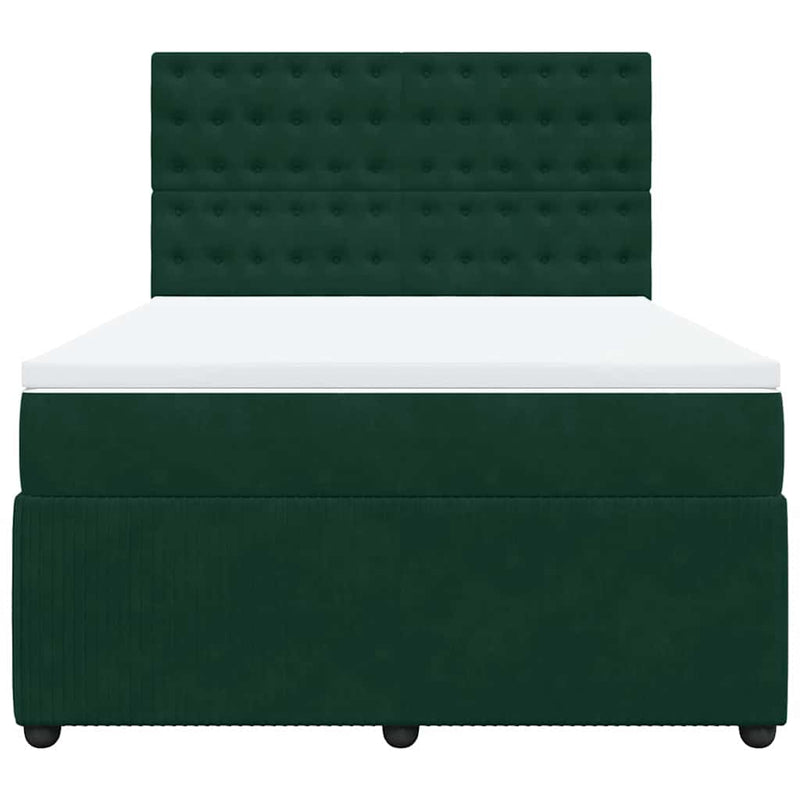 Pat box spring cu saltea, verde închis, 160x200 cm, catifea