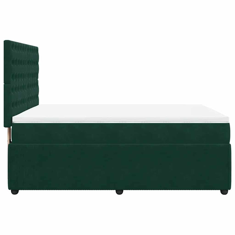 Pat box spring cu saltea, verde închis, 160x200 cm, catifea