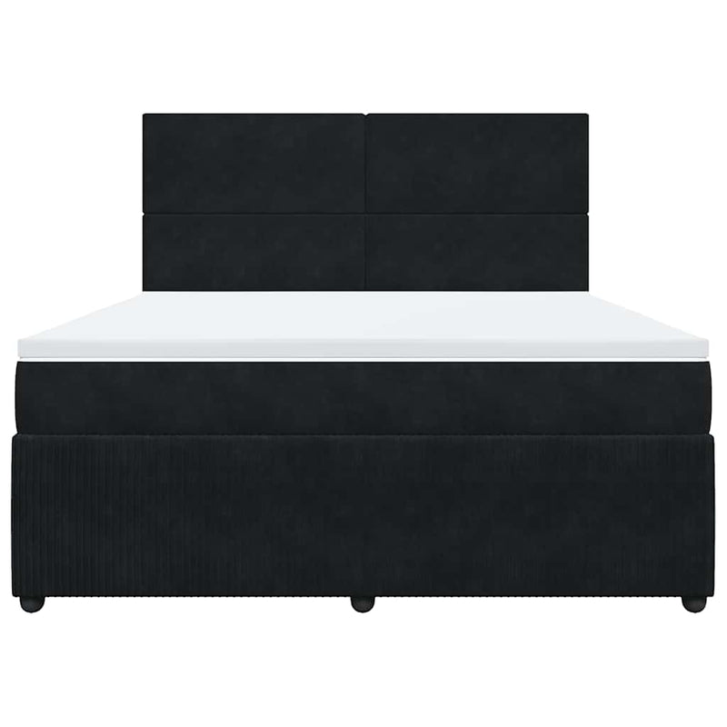 Pat box spring cu saltea, negru, 180x200 cm, catifea