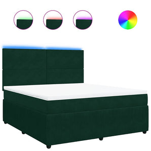 Pat box spring cu saltea, verde închis, 180x200 cm, catifea