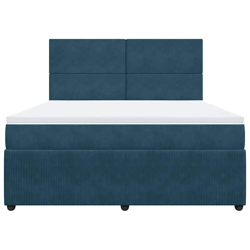 Pat box spring cu saltea, albastru, 180x200 cm, catifea