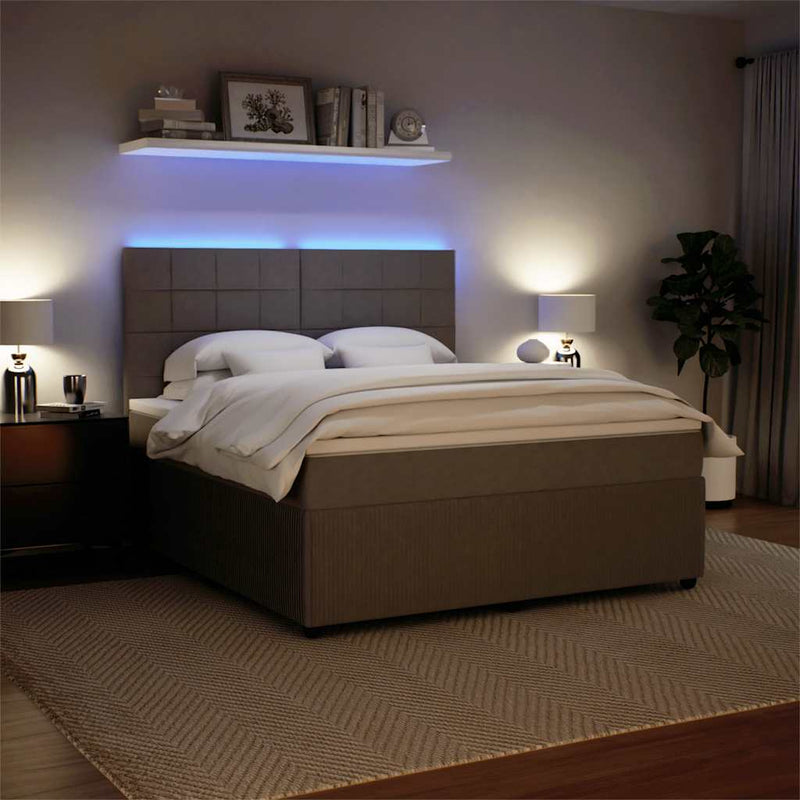 Pat box spring cu saltea, gri deschis, 180x200 cm, catifea
