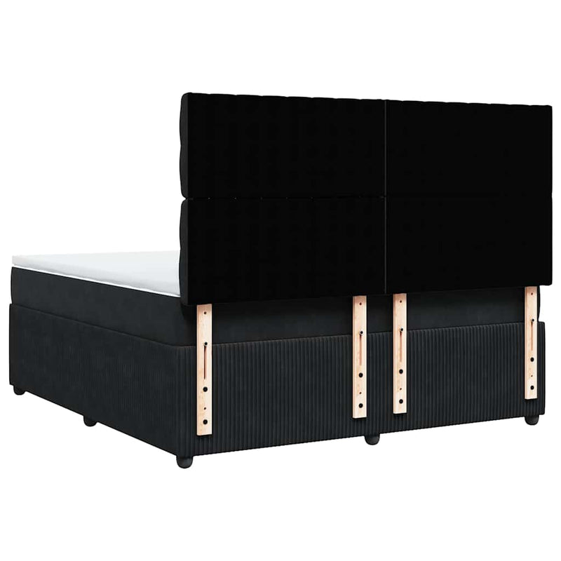 Pat box spring cu saltea, negru, 180x200 cm, catifea