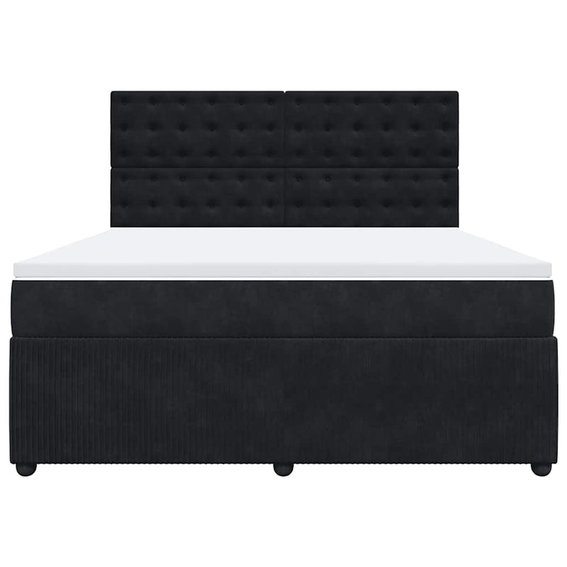 Pat box spring cu saltea, negru, 180x200 cm, catifea