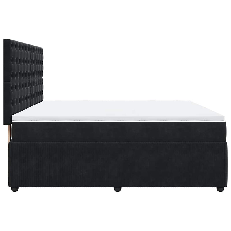 Pat box spring cu saltea, negru, 180x200 cm, catifea