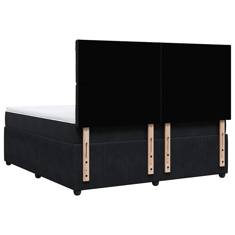 Pat box spring cu saltea, negru, 180x200 cm, catifea
