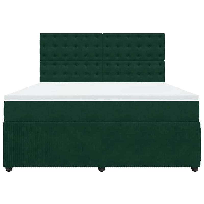 Pat box spring cu saltea, verde închis, 180x200 cm, catifea