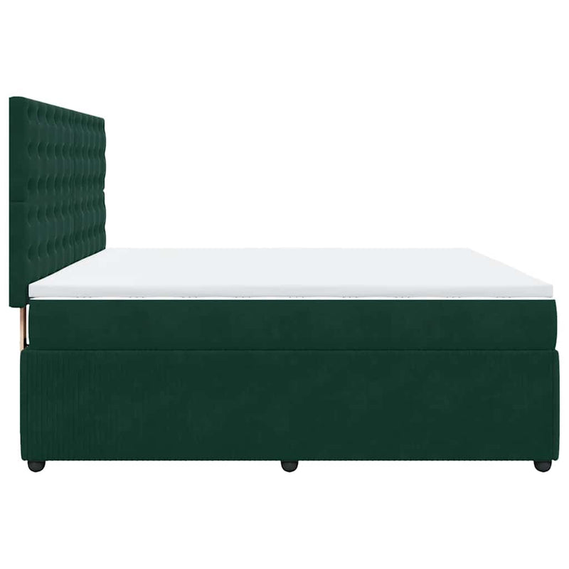 Pat box spring cu saltea, verde închis, 180x200 cm, catifea