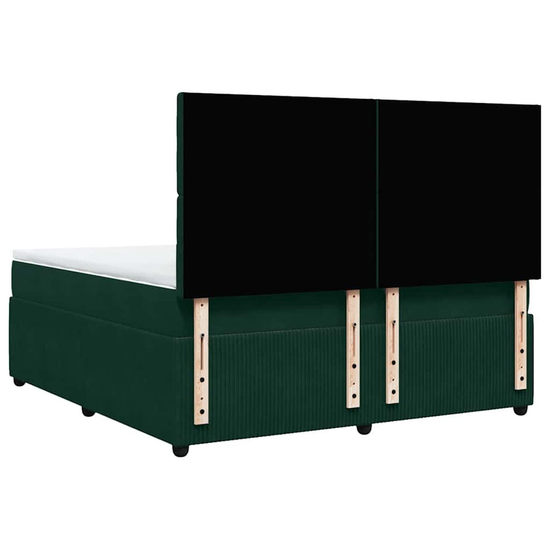 Pat box spring cu saltea, verde închis, 180x200 cm, catifea