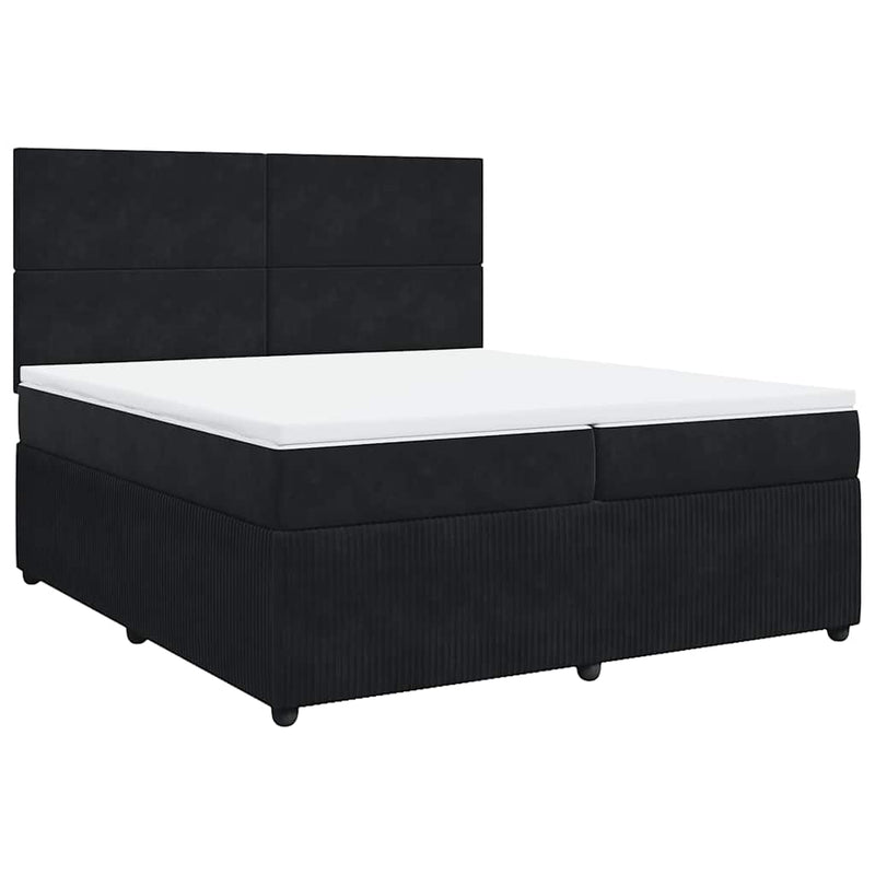 Pat box spring cu saltea, negru, 200x200 cm, catifea