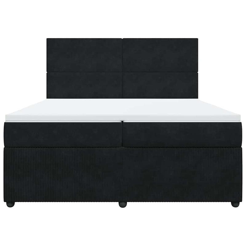 Pat box spring cu saltea, negru, 200x200 cm, catifea