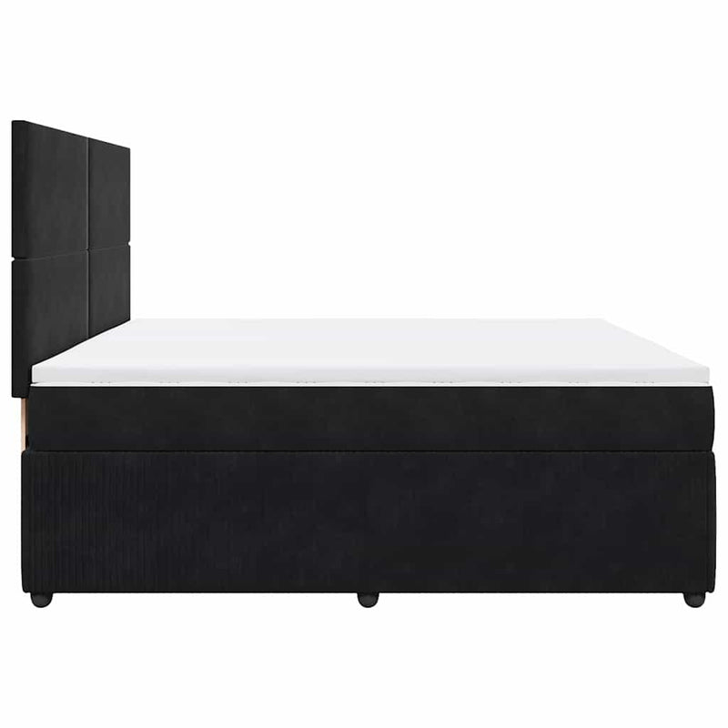 Pat box spring cu saltea, negru, 200x200 cm, catifea