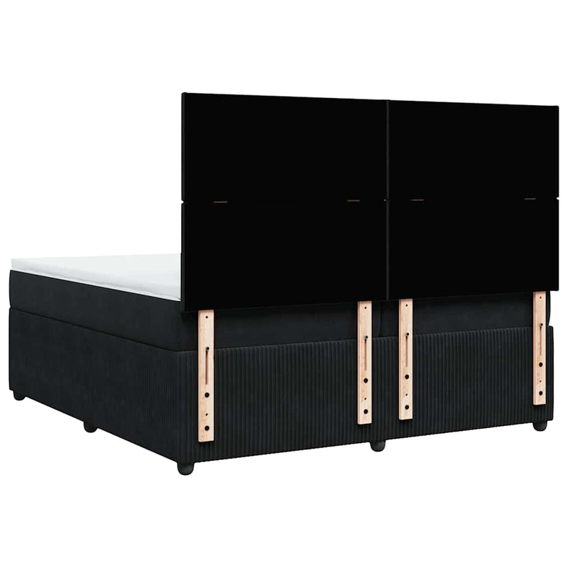 Pat box spring cu saltea, negru, 200x200 cm, catifea