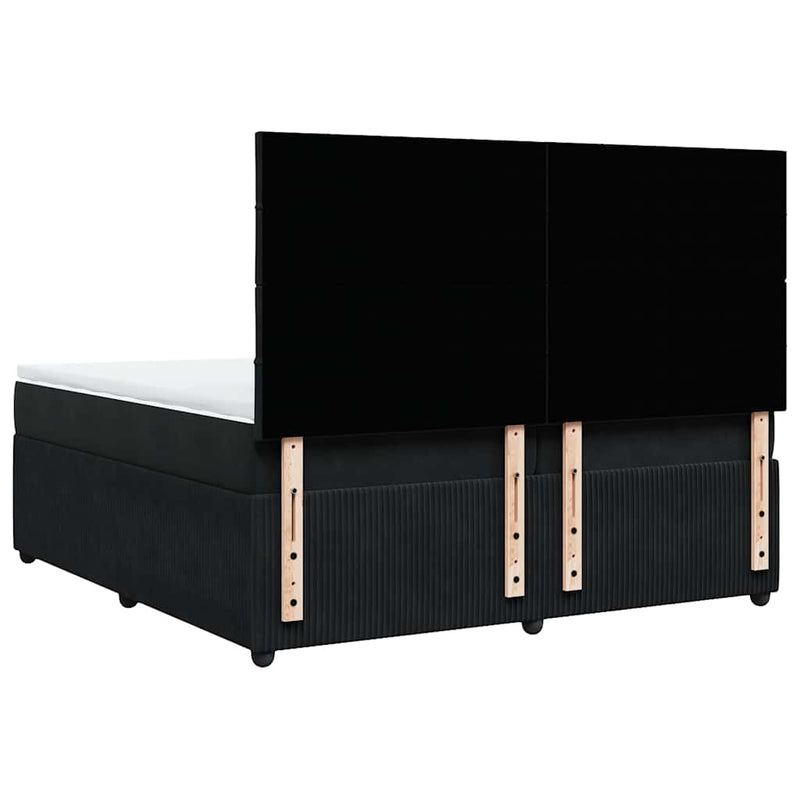Pat box spring cu saltea, negru, 200x200 cm, catifea