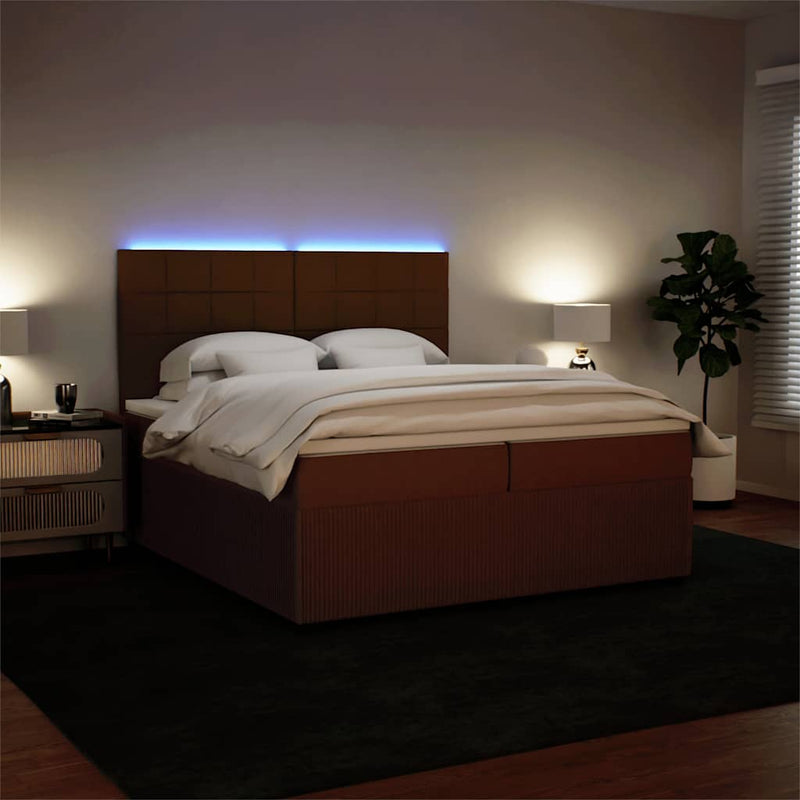 Pat box spring cu saltea, roz, 200x200 cm, catifea