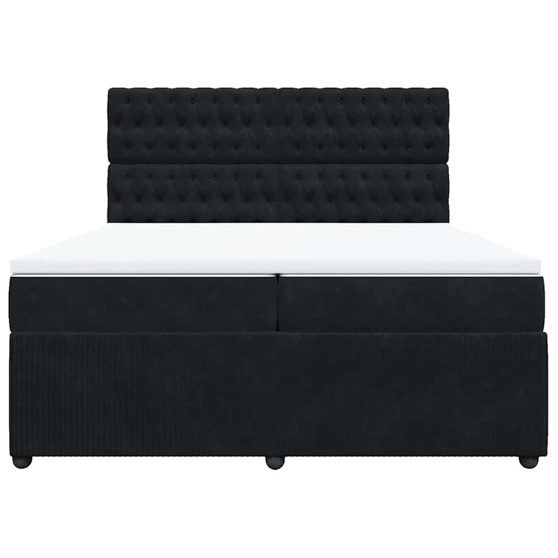 Pat box spring cu saltea, negru, 200x200 cm, catifea