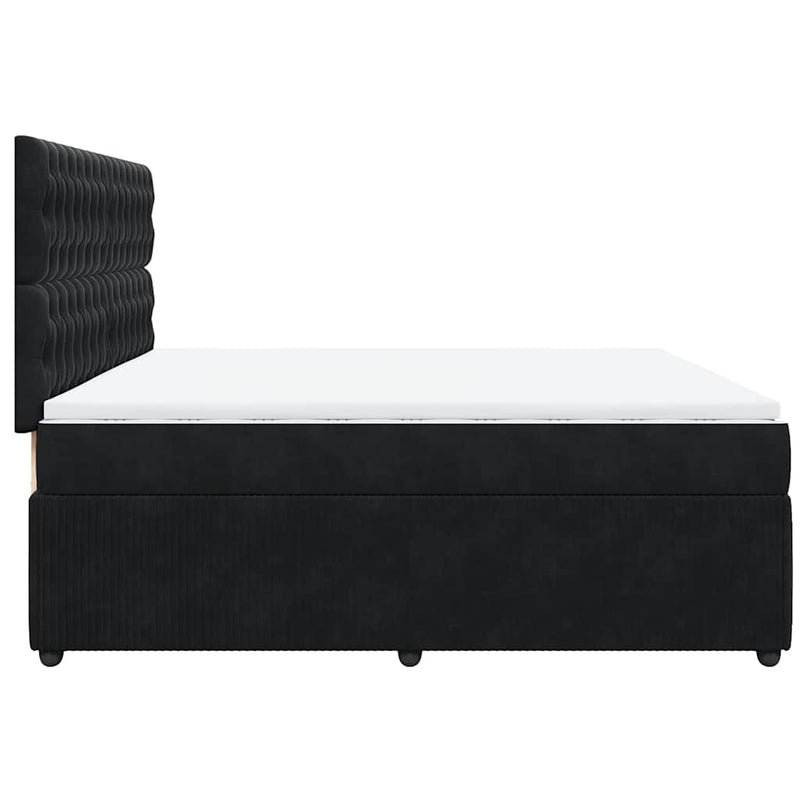 Pat box spring cu saltea, negru, 200x200 cm, catifea