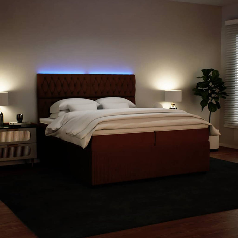 Pat box spring cu saltea, roz, 200x200 cm, catifea