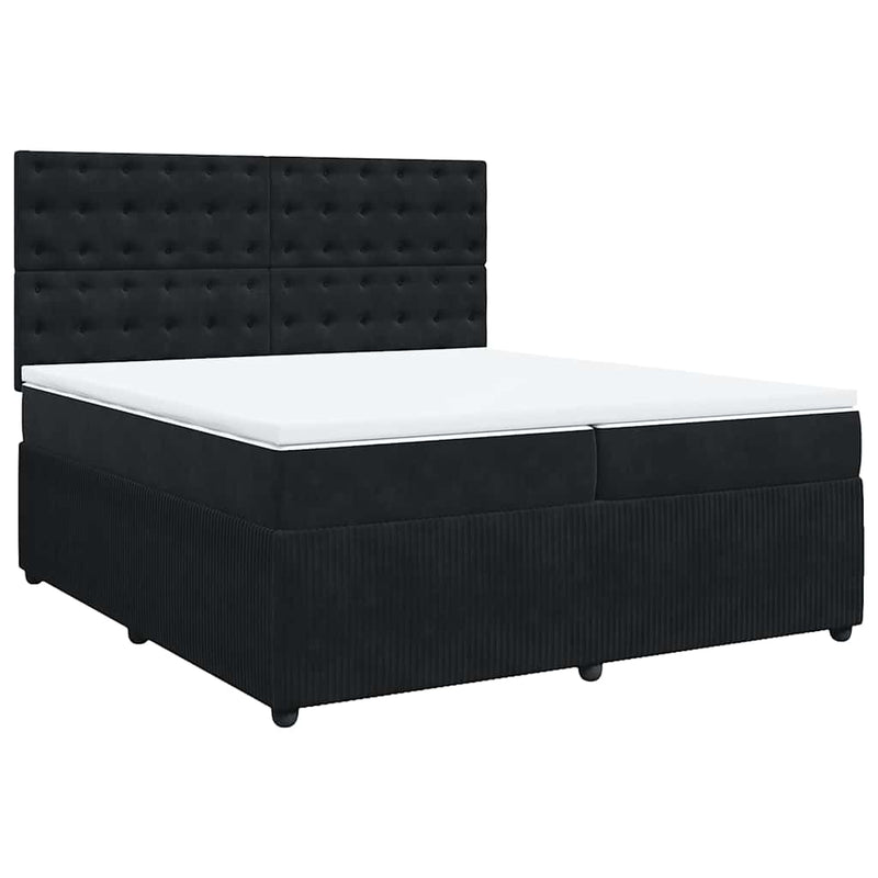 Pat box spring cu saltea, negru, 200x200 cm, catifea