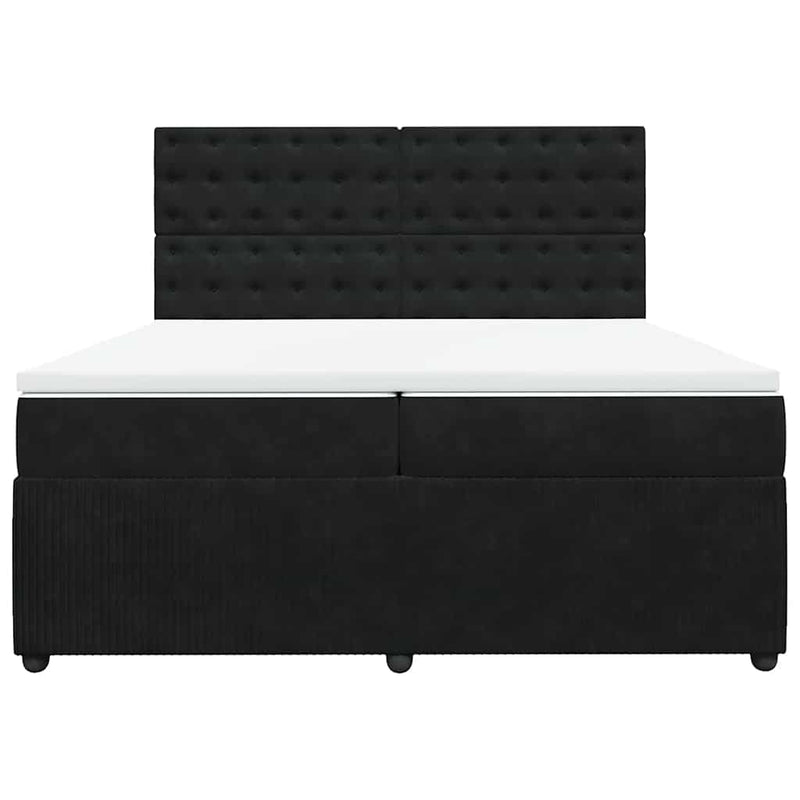 Pat box spring cu saltea, negru, 200x200 cm, catifea