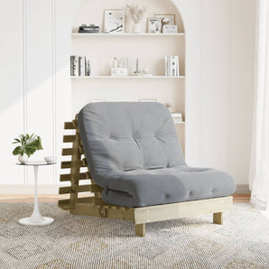 Canapea futon cu saltea, 80x206x11 cm, lemn de pin tratat