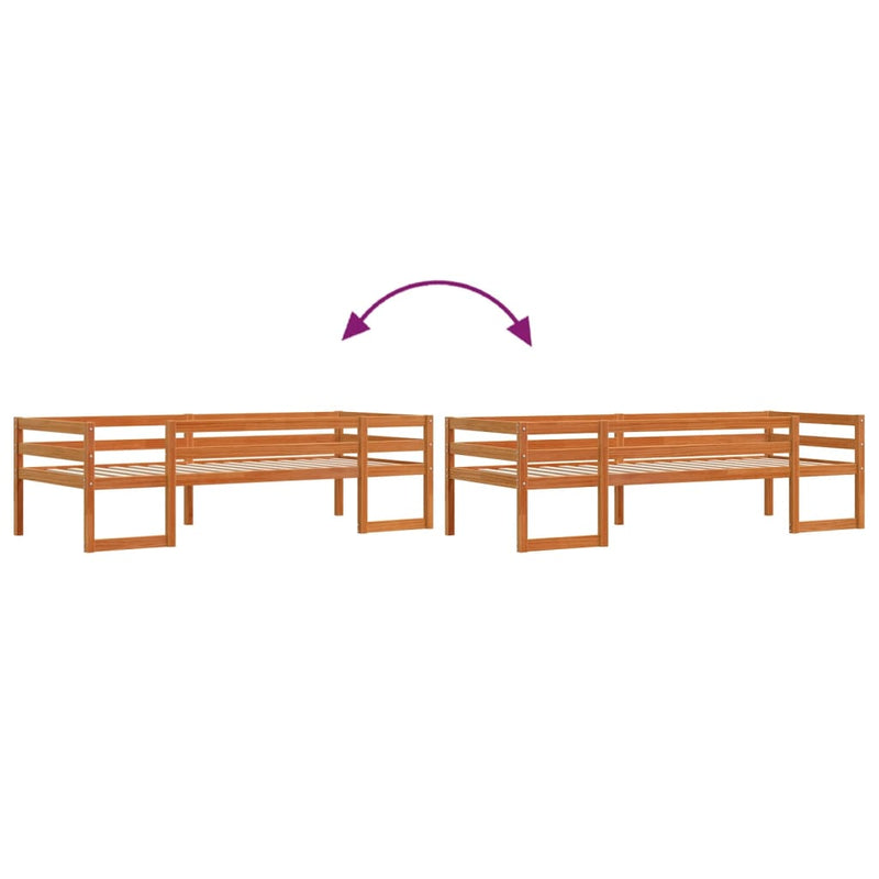 Cadru de pat pentru copii maro ceruit 90x190 cm lemn masiv pin