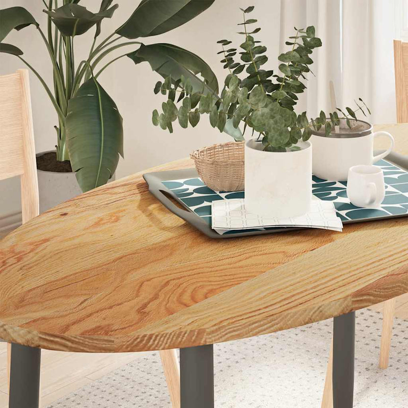 Blat de masă maro deschis 120x60x2 cm lemn masiv de stejar oval
