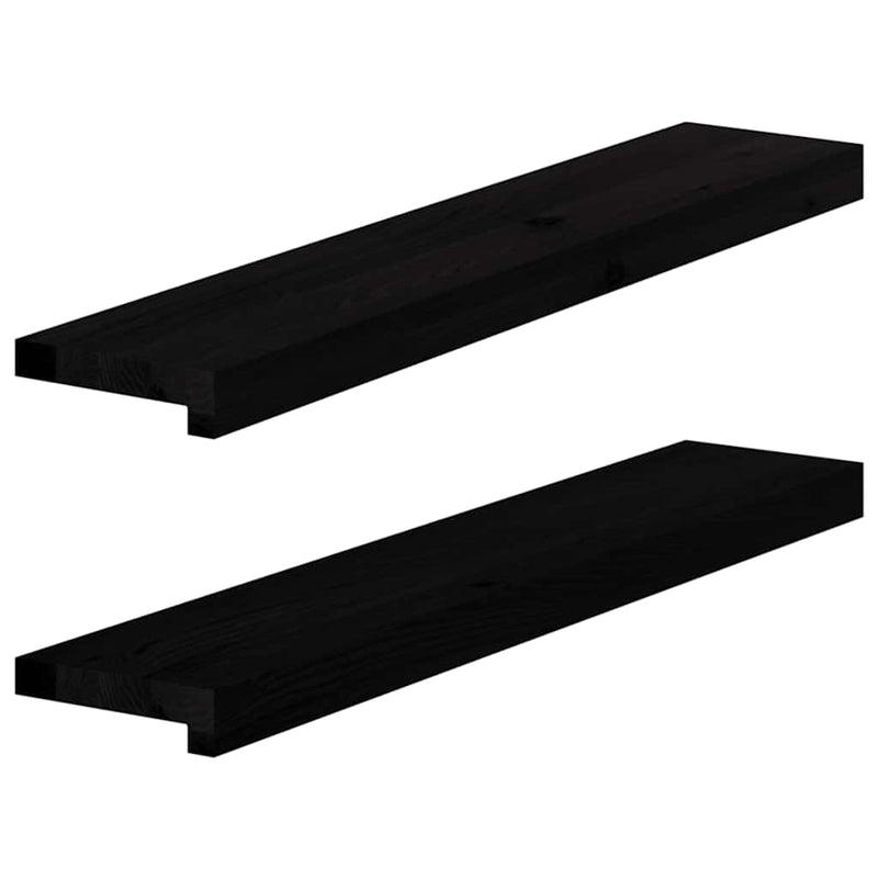 Pervaz 2 buc lemn masiv de maro-negru 80x15x2 cm