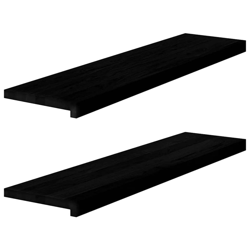 Glafuri 2 buc maro-negru 100x25x2 cm lemn masiv de stejar