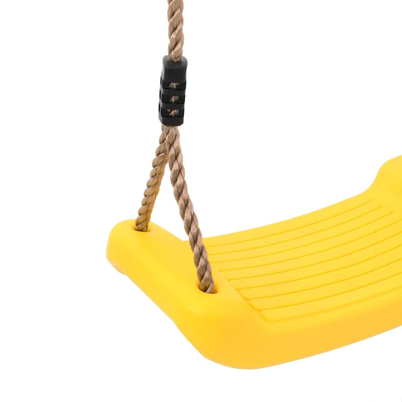 Leagăn de exterior pentru copii single, galben, funie reglabilă