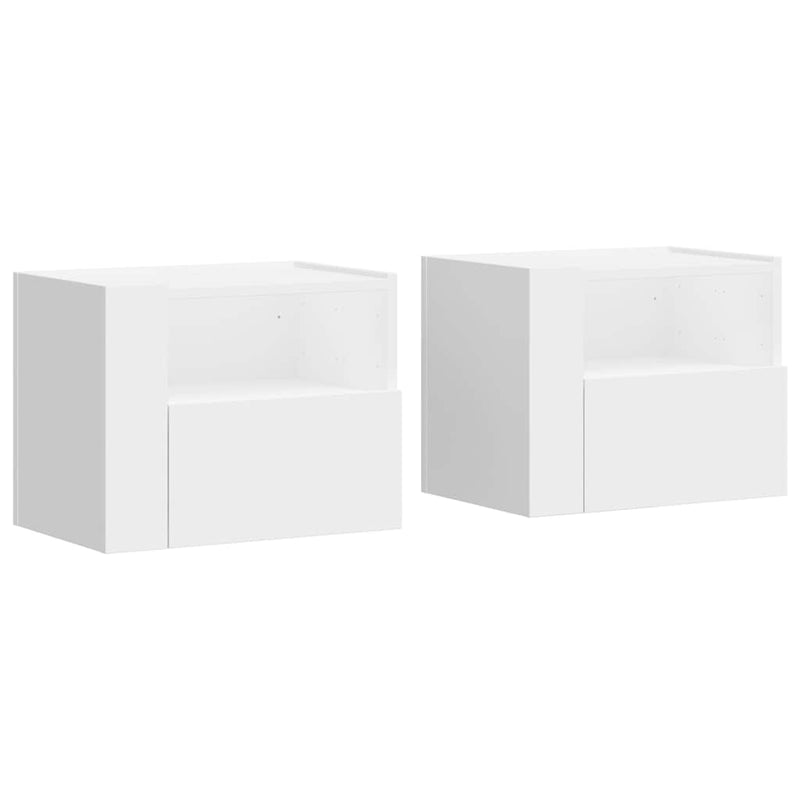 Noptiere de perete, 2 buc., alb, 45x30x35 cm