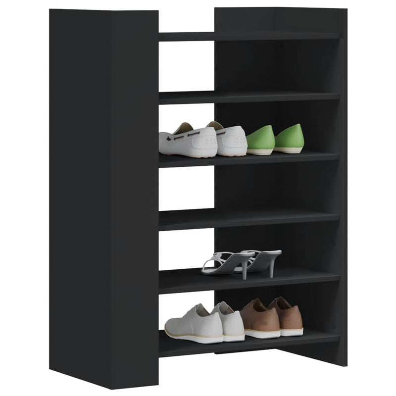 Pantofar, negru, 74,5x37,5x100 cm, lemn prelucrat