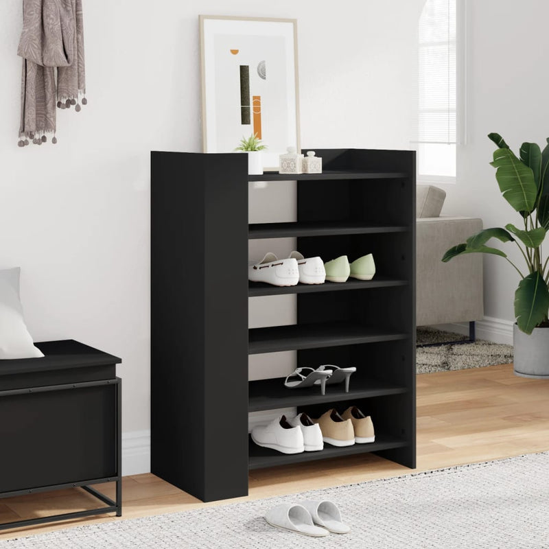Pantofar, negru, 74,5x37,5x100 cm, lemn prelucrat
