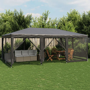 Cort de petrecere cu 10 pereți din plasă, antracit, 6x4 m, HDPE
