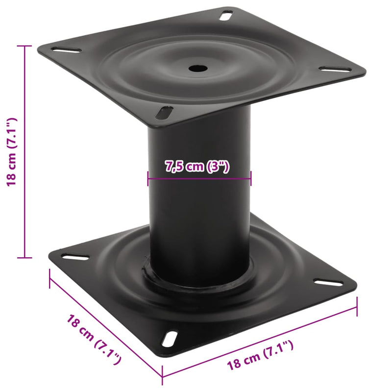 Piedestal pentru scaun de barcă, negru, 18 cm, oțel