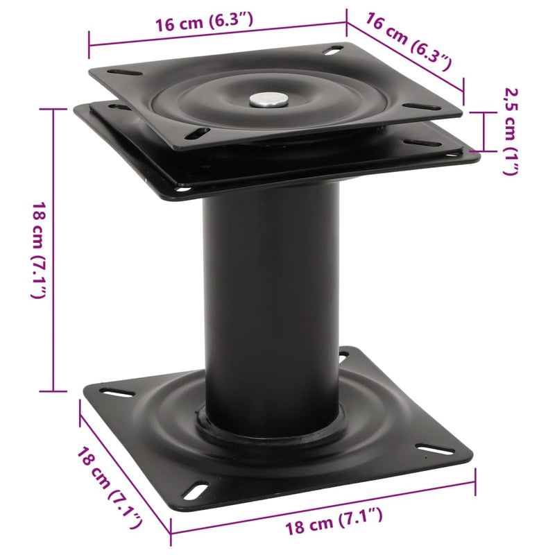 Piedestal scaun pentru barcă, pivotant la 360°, oțel
